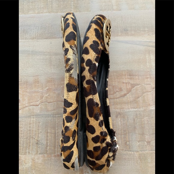 Tory Burch calf hair Animal Print leopard ballet flats gold accent - Picture 6 of 11